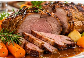 Beispielfoto: Braten von Schwein, Rind, Kalb, Lamm oder Geflügel